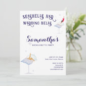 Seashells Wedding Bells Beach Cruise Bachelorette Einladung (Stehend Vorderseite)