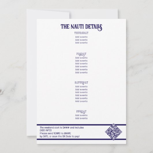 Seashells Wedding Bells Beach Cruise Bachelorette Einladung (Rückseite)