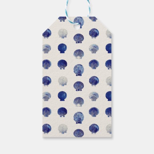 Seashells Wedding Bells Blue Beach Wedding Geschenkanhänger (Rückseite)