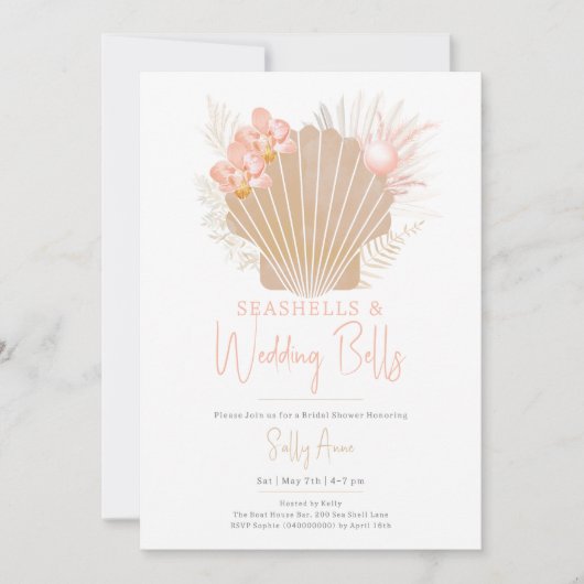 Seashells & Wedding Bells Brautparty Einladung (Vorderseite)