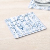 Seashells wedding bells bridesmaids gifts custom rechteckiger pappuntersetzer (angewinkelt)