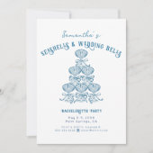 Seashells Wedding Bells Coastal Bachelorette Party Einladung (Vorderseite)