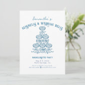 Seashells Wedding Bells Coastal Bachelorette Party Einladung (Stehend Vorderseite)