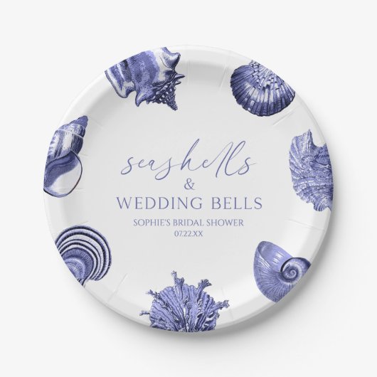 Seashells & Wedding Bells Elegantes Brautparty Pappteller (Vorderseite)