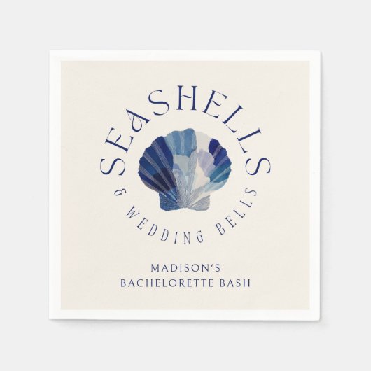 Seashells Wedding Bells Junggeselinnen-Abschied Serviette (Vorderseite)