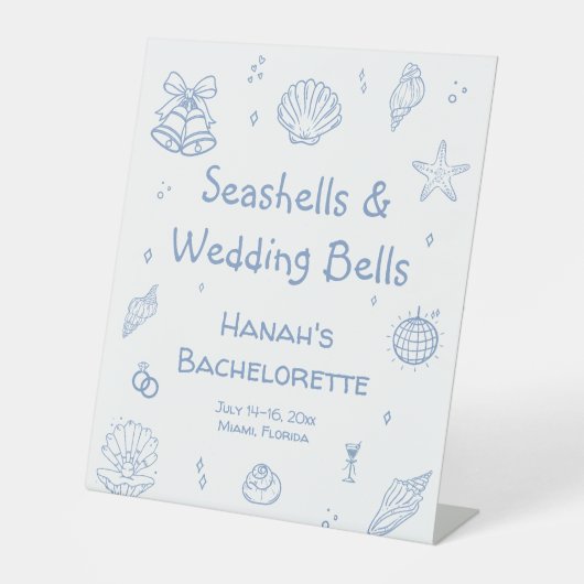 Seashells & Wedding Bells Junggeselinnen-Abschied Sockelschild (Vorderseite)
