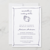 Seashells Wedding Bells Nautical Brautparty Einladung (Vorderseite)