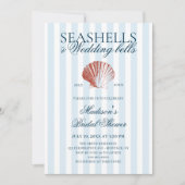 Seashells & Wedding Bells Striped Bridal Shower Einladung (Vorderseite)