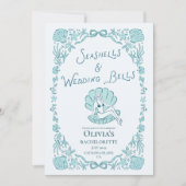 Seashells Wedding Bells Whimsical Bachelorette  Einladung (Vorderseite)