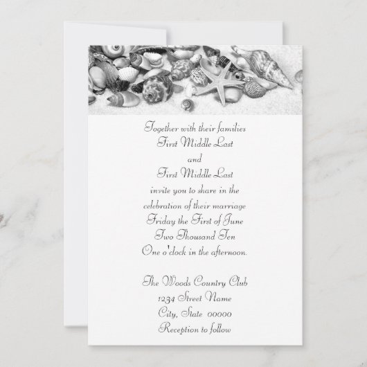 Seashells Wedding Einladungen (Vorderseite)