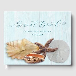 Seashells Wedding Personalisiert Guest Book Wood Gästebuch
