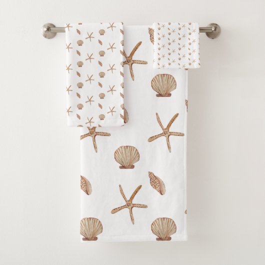 Seashells White Badhandtuch Set (Insitu)