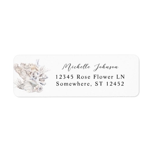 Seashells White Floral Return Address Label 5 (Vorne)