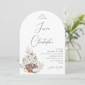 Seashells & White Floral Wedding 3 Arch Einladung (Stehend Vorderseite)