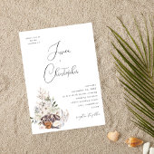 Seashells & White Floral Wedding 3 Einladung