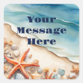 Seashore Bliss Beach Party Quadratischer Aufkleber (Vorderseite)