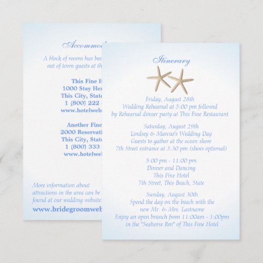 Seashore Blue Hydrangea Wedding Tour Begleitkarte (Vorne/Hinten)