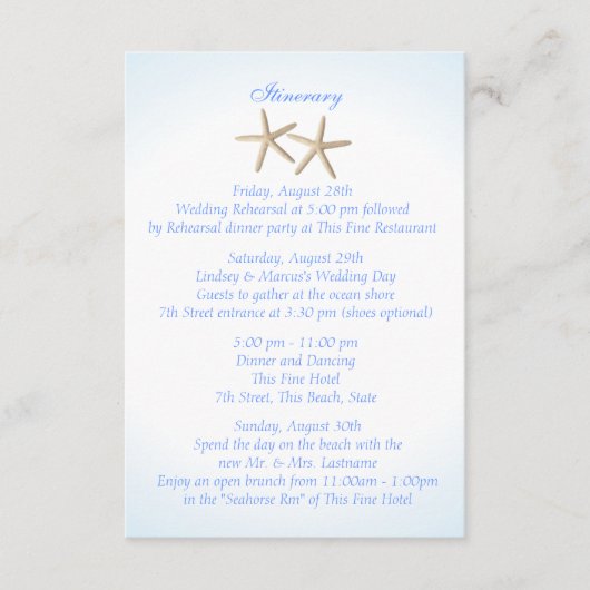 Seashore Blue Hydrangea Wedding Tour Begleitkarte (Vorderseite)