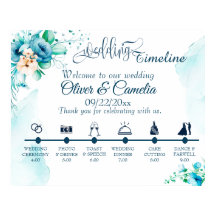 Seashore Floral Wedding Day Icons Timeline