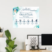 Seashore Floral Wedding Day Icons Timeline Poster (Heimbüro)