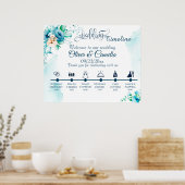 Seashore Floral Wedding Day Icons Timeline Poster (Küche)