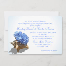 Seashore Hydrangea Blue Wedding Einladung