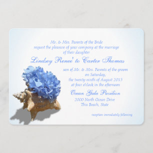 Seashore Hydrangea Blue Wedding Einladung
