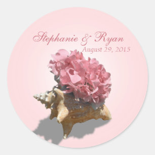 Seashore Hydrangea Pink Runder Aufkleber