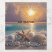 Seashore Ocean Sunset Seashells Pearls Weinetikett (Einzelnes Label)