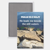 Seashore Photo Beside the Still Waters Bible Verse Magnet (Vorderseite/Rückseite)