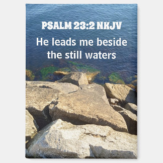 Seashore Photo Beside the Still Waters Bible Verse Magnet