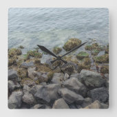seashore rocks quadratische wanduhr (Vorderseite)