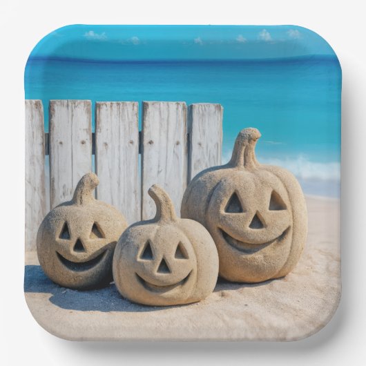 Seashore Sand Jack o' Lanterns Pappteller (Vorderseite)
