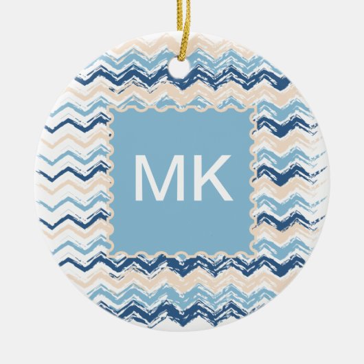 Seashore Scribble ZigZag Keramik Ornament (Vorne)