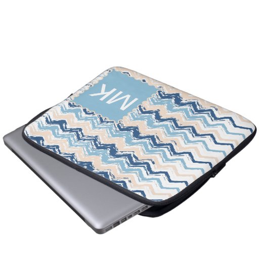 Seashore Scribble ZigZag Laptopschutzhülle (Vorne Knopf)