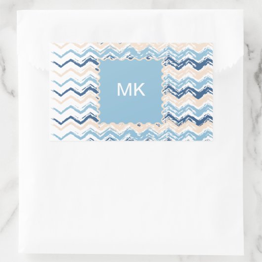 Seashore Scribble ZigZag Rechteckiger Aufkleber (Tasche)