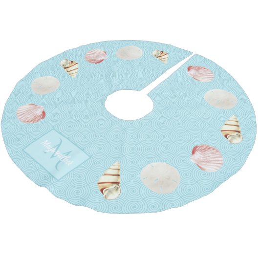 Seashore Seashells Weihnachtsbaumrock Polyester Weihnachtsbaumdecke (Schrägansicht)