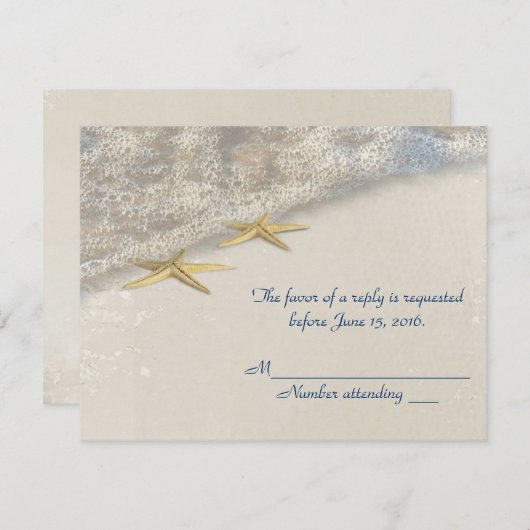 Seashore Starfish UAWG RSVP Karte (Vorne/Hinten)