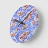 Seashore, waves, pebbles runde wanduhr (Winkel)