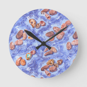 Seashore, waves, pebbles runde wanduhr