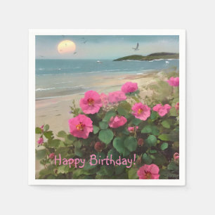 Seashore Wild Rose Geburtstag Serviette