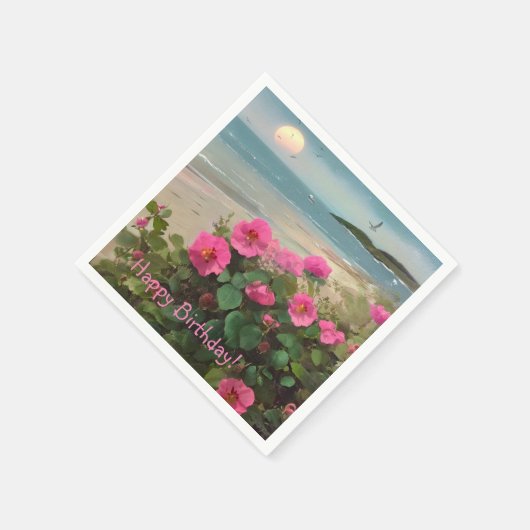 Seashore Wild Rose Geburtstag Serviette (Ecke)