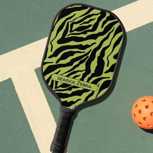 Seasick Zebra, grün und schwarz Streifen Muster Pickleball Schläger