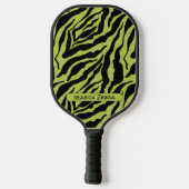 Seasick Zebra, grün und schwarz Streifen Muster Pickleball Schläger (Rückseite)
