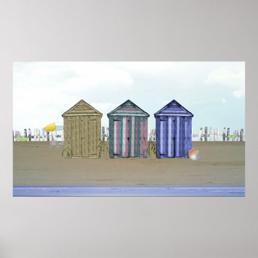 Seaside and Beach Huts Art Poster (Vorne)