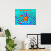 Seaside Art Cool Crab Türkis Poster (Heimbüro)