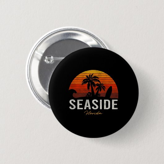 Seaside Beach Florida Fl Palms Button (Vorne & Hinten)