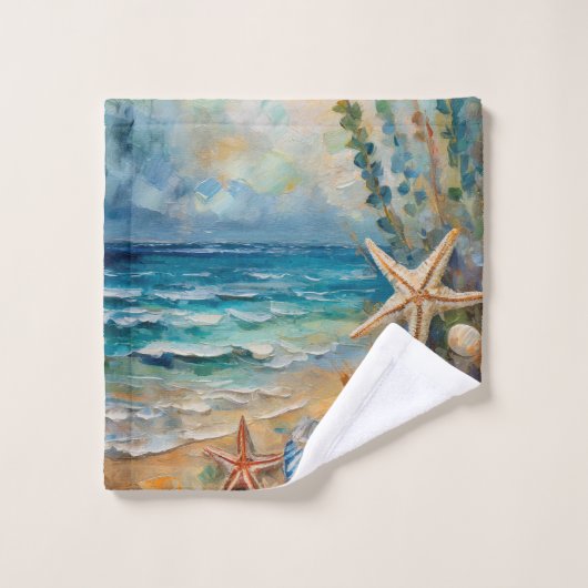 Seaside Beach Nausea Muschel Badhandtuch Set (Waschlappen)