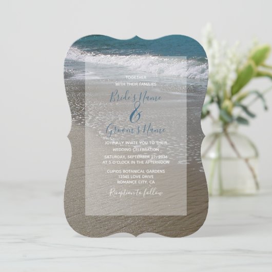 Seaside Beach & Sand Wedding Einladungen (Stehend Vorderseite)