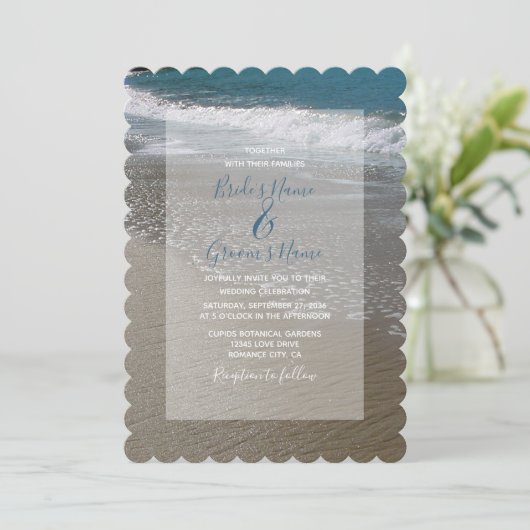 Seaside Beach & Sand Wedding Einladungen (Stehend Vorderseite)
